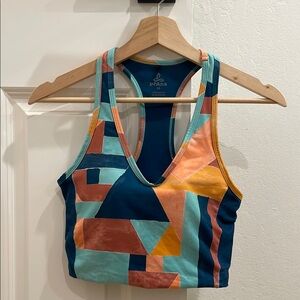 Prana Women's XS Team Colorful Geometric Top Crop Top Bra Bralette
